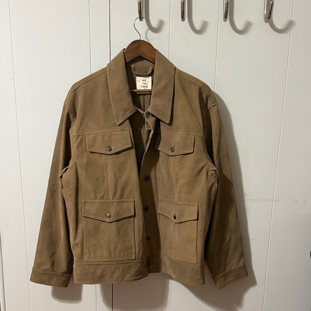 New! Free People Faux Suede Boxy Trucker Jacket Chore Coat - Picture 5 of 10